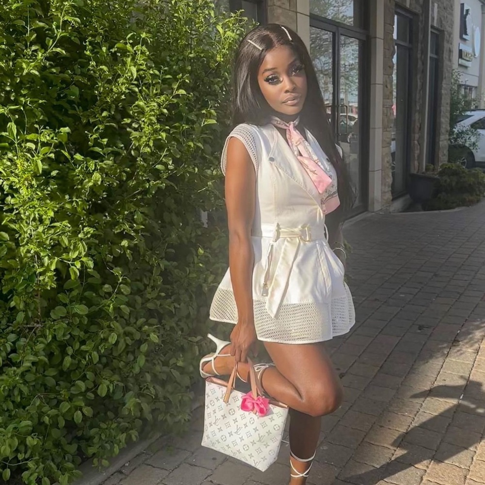 Bebe white & gold mini dress